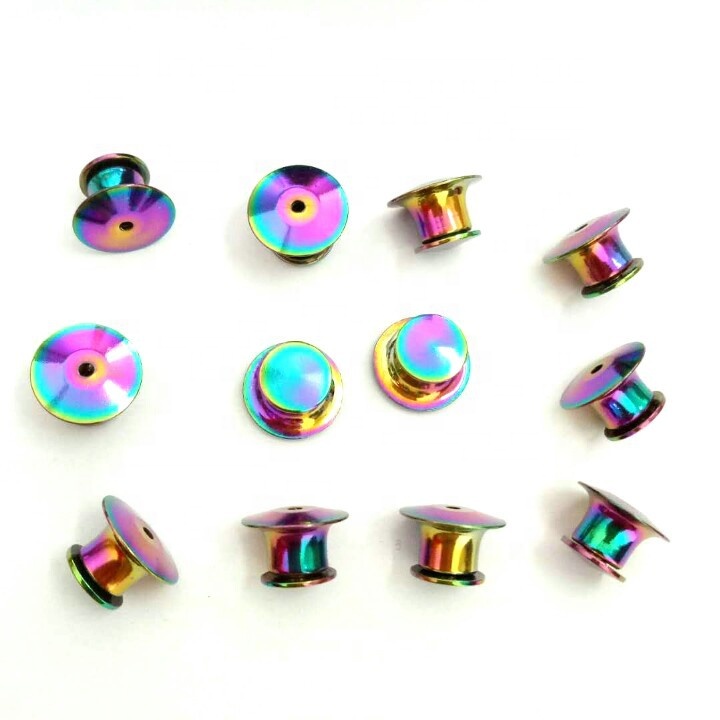 Wholesale Pin Back Accessories Rainbow Color Locking Back Metal Clutch Clasp Fastener Pin Back